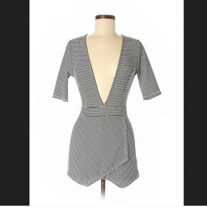 Lovely Day Plunge Stripe Skort Romper Size M
